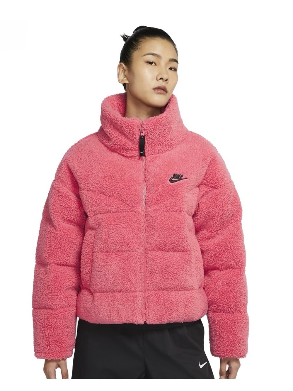 Nike Women's Bubble Sherpa Puffer Jacket in Pink